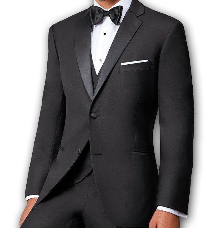 Mensusa Regular Fit Black 2 Piece Tuxedo With Satin Lapel — MensUSA