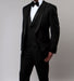 Black Slim Fit Tuxedo 3 Piece with Satin Shawl Collar Vest