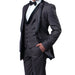 (42L) Gray Slim Fit Tuxedo 3 Piece with Satin Shawl Collar Vest