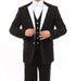 Black Modern Fit Tuxedo 3 Piece with White Lapel 6 Button Vest