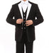 Black Modern Fit Tuxedo 3 Piece with White Lapel 6 Button Vest