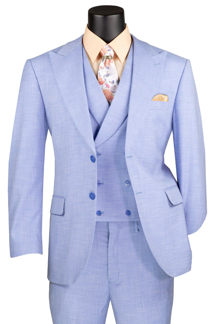 Mens Easter Suit - Jacket and Pants in Summer Color Light Blue Sharkskin Light Weight Modern Fit