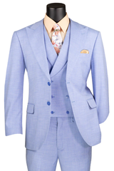 Mens Easter Suit - Jacket and Pants in Summer Color Light Blue Sharkskin Light Weight Modern Fit