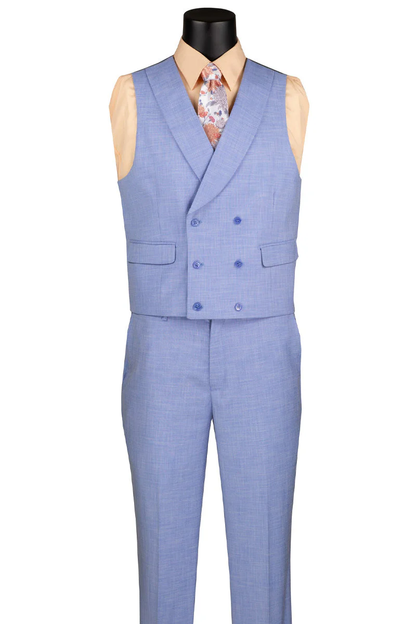 Mens Easter Suit - Jacket and Pants in Summer Color Light Blue Sharkskin Light Weight Modern Fit