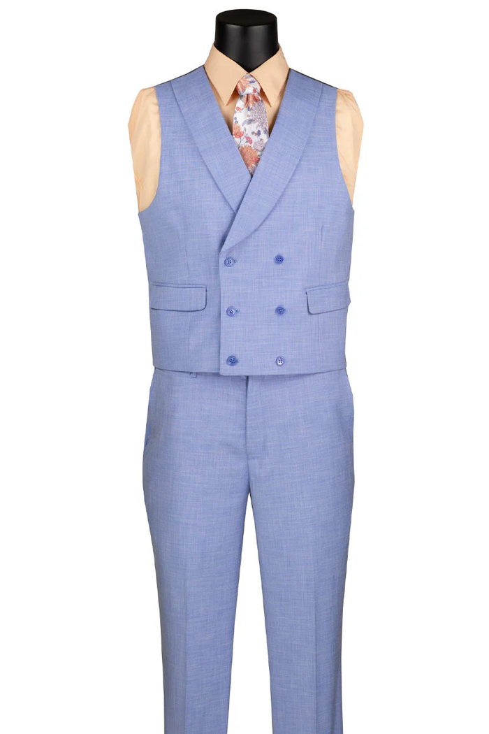 Mens Easter Suit - Jacket and Pants in Summer Color Light Blue Sharkskin Light Weight Modern Fit