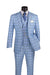 Lazio Collection - Modern Fit Windowpane Suit 3 Piece in Light Blue
