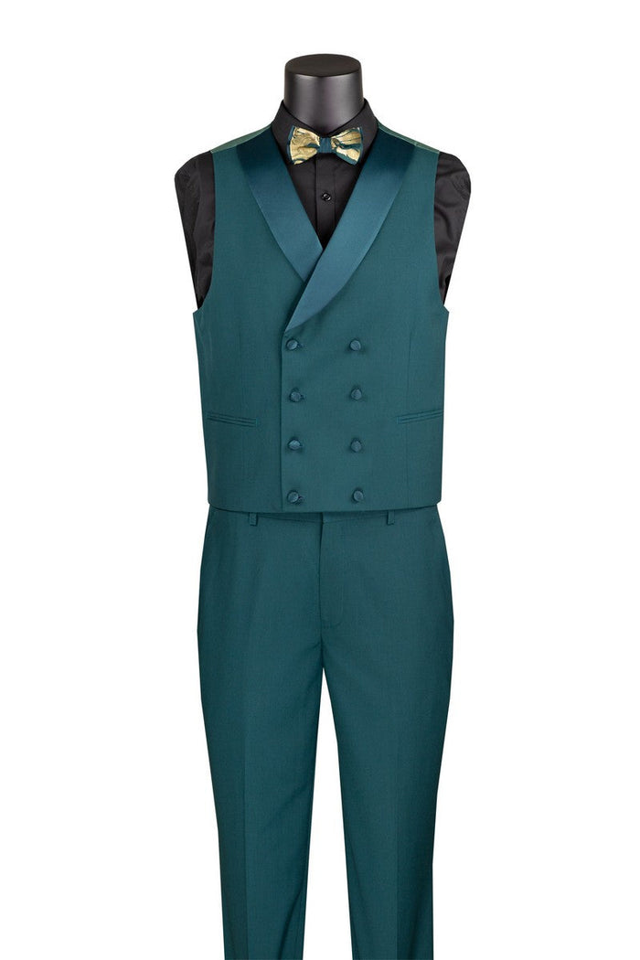 Emerald Gold Modern Fit 3 Piece Suit with Matching Bow Tie - Image 2