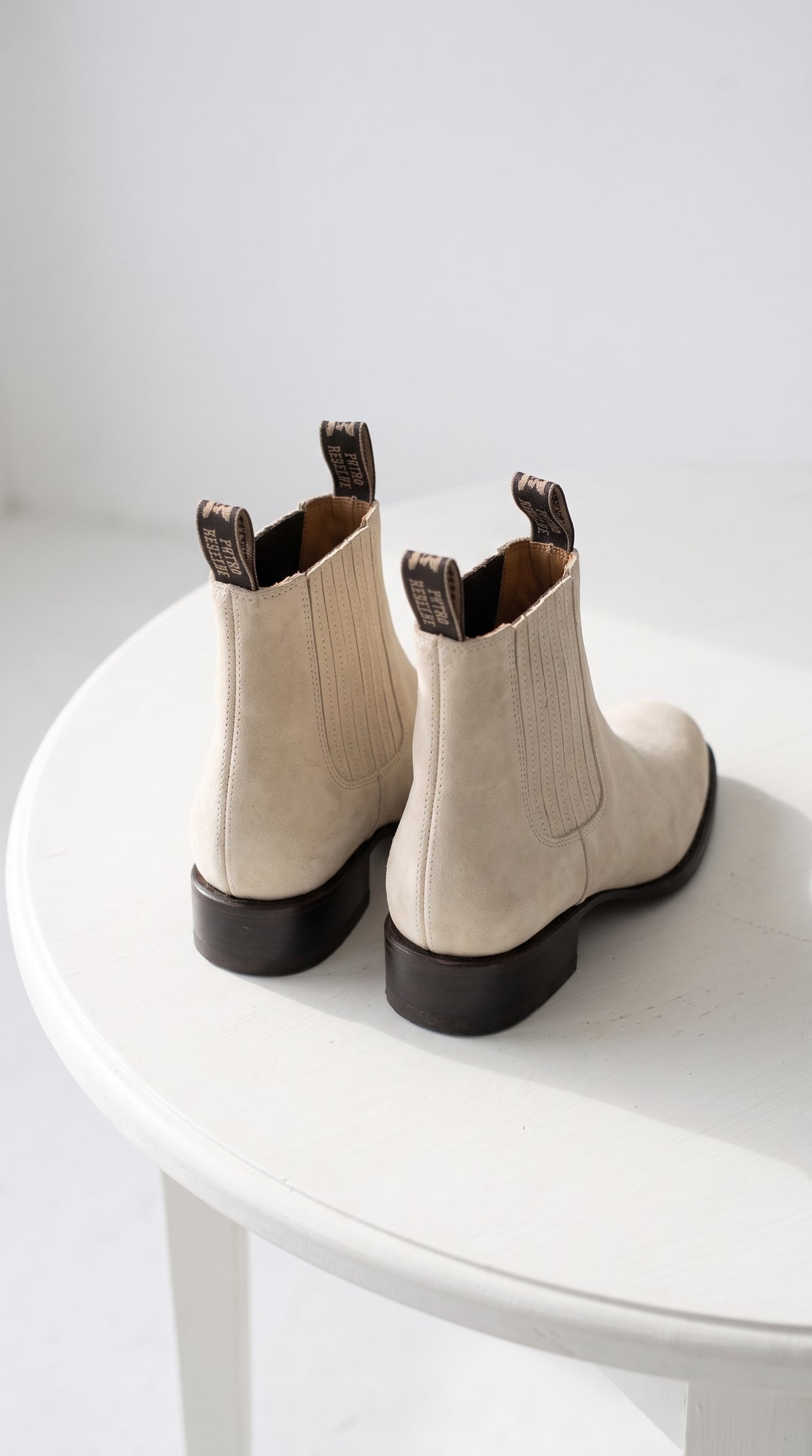 Men’s Hueso Bone White Charro Ankle Boots, Square Toe Western Leather Botines Para Hombre