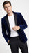 Men’s Navy Blue Velvet Tuxedo Jacket with Black Satin Lapel, Formal Sport Coat Dinner Blazer
