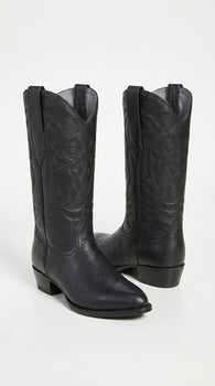 Men’s Los Altos Black Elk Leather J Toe Cowboy Boots, Handmade Western Dress Boots