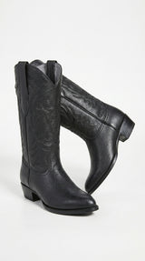 Men’s Los Altos Black Elk Leather J Toe Cowboy Boots, Handmade Western Dress Boots