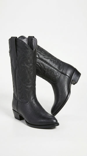 Men’s Los Altos Black Elk Leather J Toe Cowboy Boots, Handmade Western Dress Boots