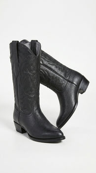 Men’s Los Altos Black Elk Leather J Toe Cowboy Boots, Handmade Western Dress Boots