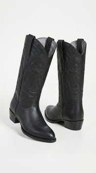 Men’s Los Altos Black Elk Leather J Toe Cowboy Boots, Handmade Western Dress Boots