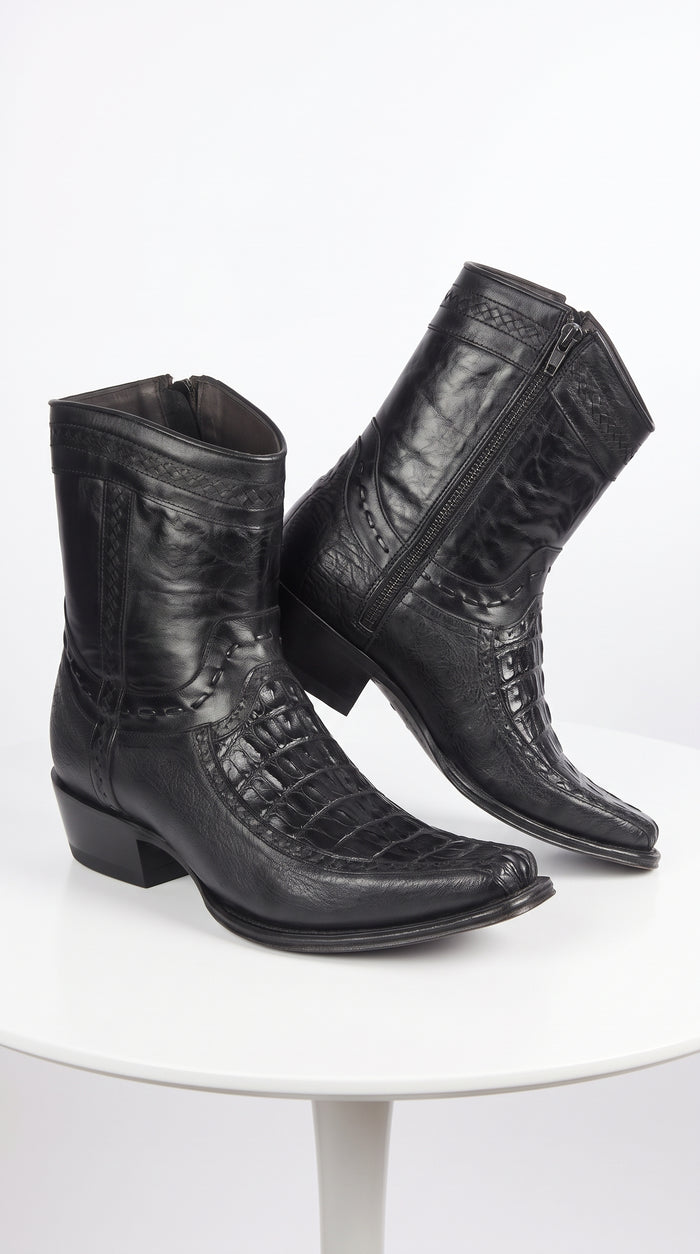 Men's Los Altos Caiman Tail and Deer European Toe Short Boots 76BF01