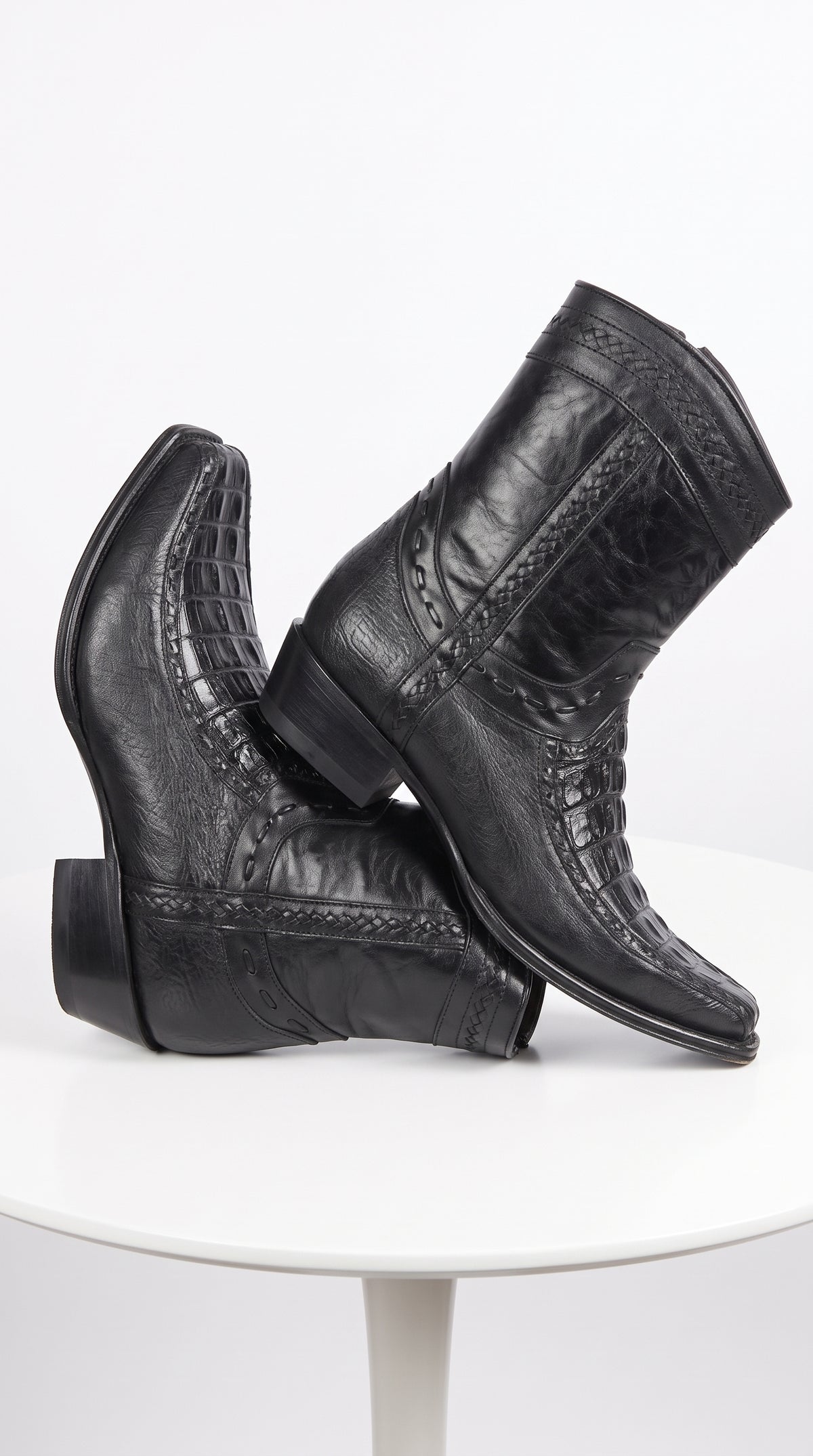 Men's Los Altos Caiman Tail and Deer European Toe Short Boots 76BF01
