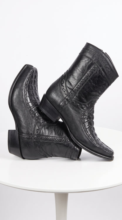 Men's Los Altos Caiman Tail and Deer European Toe Short Boots 76BF01