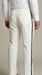 Men’s Ivory Tuxedo Pants with Black Satin Stripe, Flat Front Formal Dress Trousers