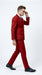 Men’s Modern Double Breasted Peak Lapel Suit – Red by EJ Samuel