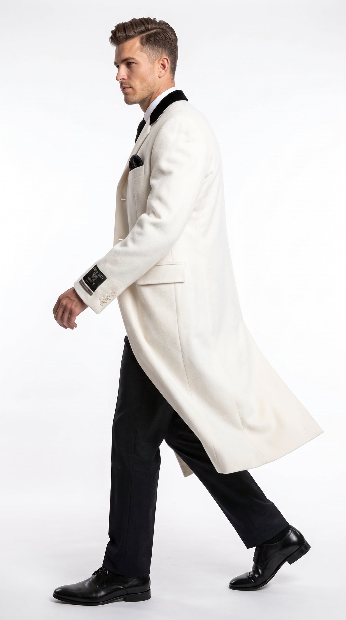 XXIOTTI Men’s White Big & Tall Cashmere Blend Full-Length Top Coat – Formal Overcoat