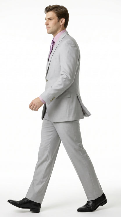 Men’s Silver 2-Button Suit – Classic Formal Wedding, Prom & Business Suit