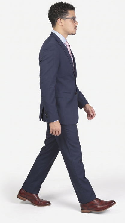 Men's Navy Blue Modern Fit 2-Button Suit – Classic Business, Wedding & Formal Dress Suit with Notch Lapel