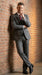 Men’s Medium Grey Classic Vested Pinstripe Suit with Jacket, Vest and Pants, Formal Dress Suit