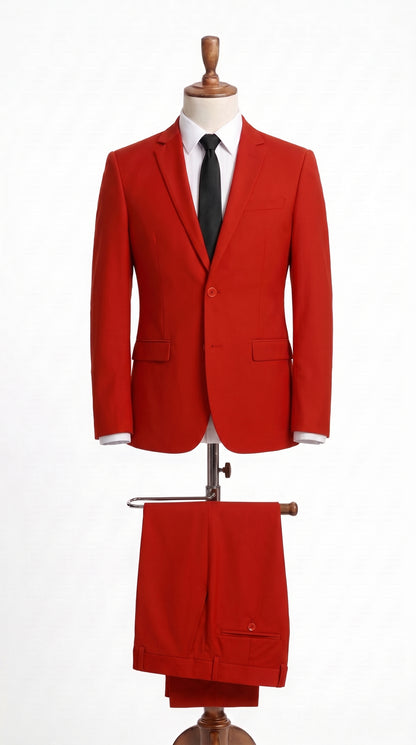 Men's Red Wool Suit Separates – Mix and Match 2-Piece Suit, Classic Two-Button Formal & Wedding Suit for Men
