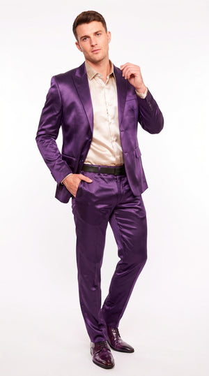 Men’s Shiny Purple Suit – Modern Fit 2-Piece Fashion Suit for Prom, Wedding & Party