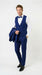 Men’s Bright Sapphire Blue 1 Button Shawl Lapel Vested Tuxedo, Formal Wedding Prom Dinner Suit Set
