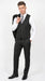 Men’s Jet Liquid Black Suit with White Pinstripes, 2 Button Vested Formal Dress Suit