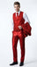 Men’s Red Shiny 3-Piece Suit – Satin Wedding, Prom, Party and Formal Suit with Vest