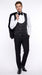 Rossi Man Men’s Black 3-Piece Tuxedo - Floral Jacquard Shawl Lapel Wedding and Prom Suit