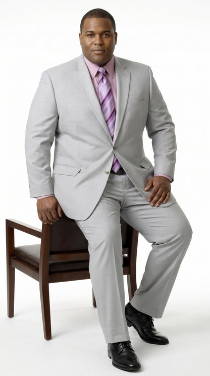 Men’s Silver 2-Button Suit – Classic Formal Wedding, Prom & Business Suit