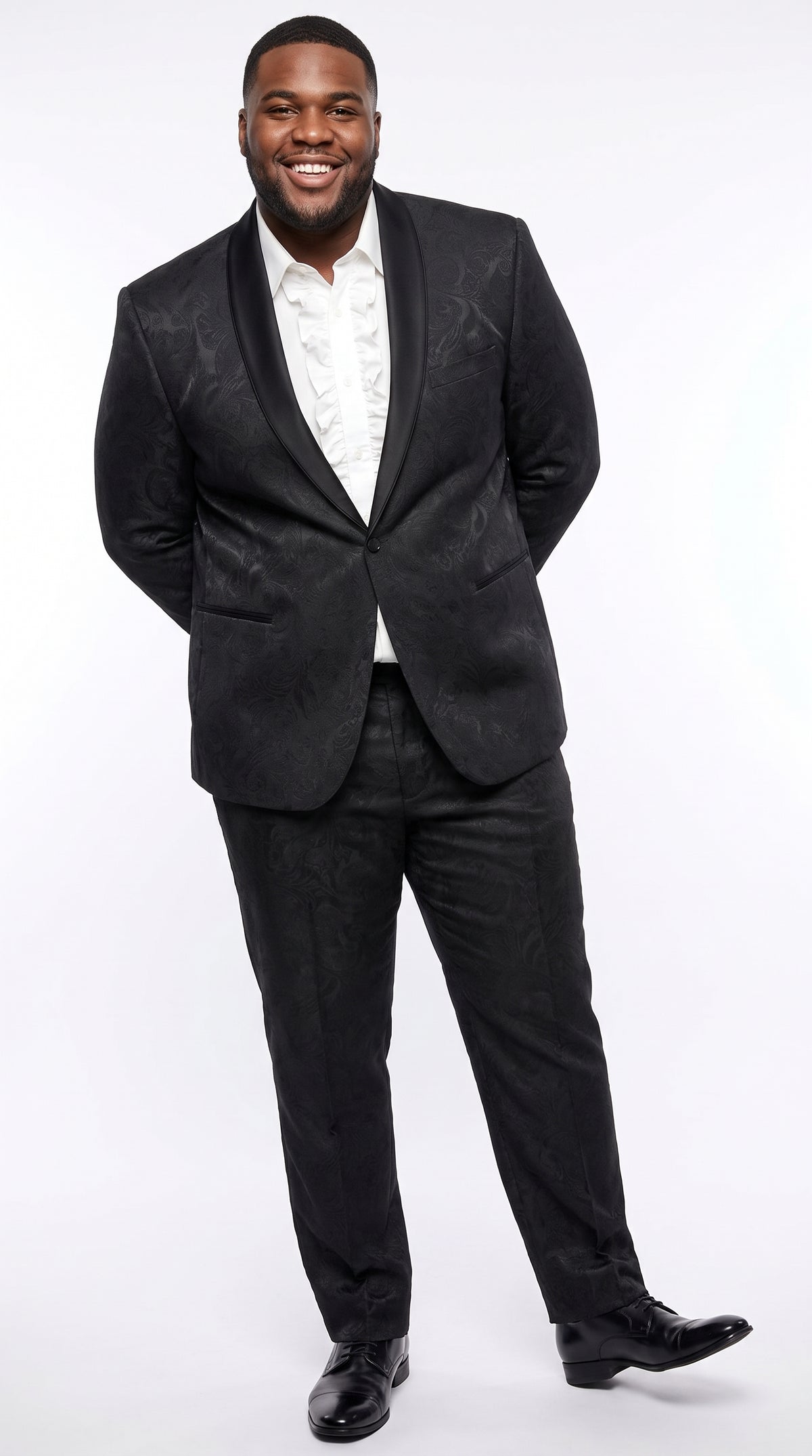 Men’s Black Paisley Floral Suit – Patterned Prom & Wedding Formal Suit