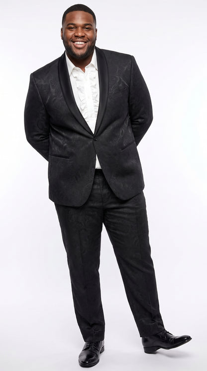 Men’s Black Paisley Floral Suit – Patterned Prom & Wedding Formal Suit