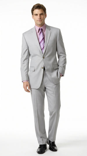 Men’s Silver 2-Button Suit – Classic Formal Wedding, Prom & Business Suit