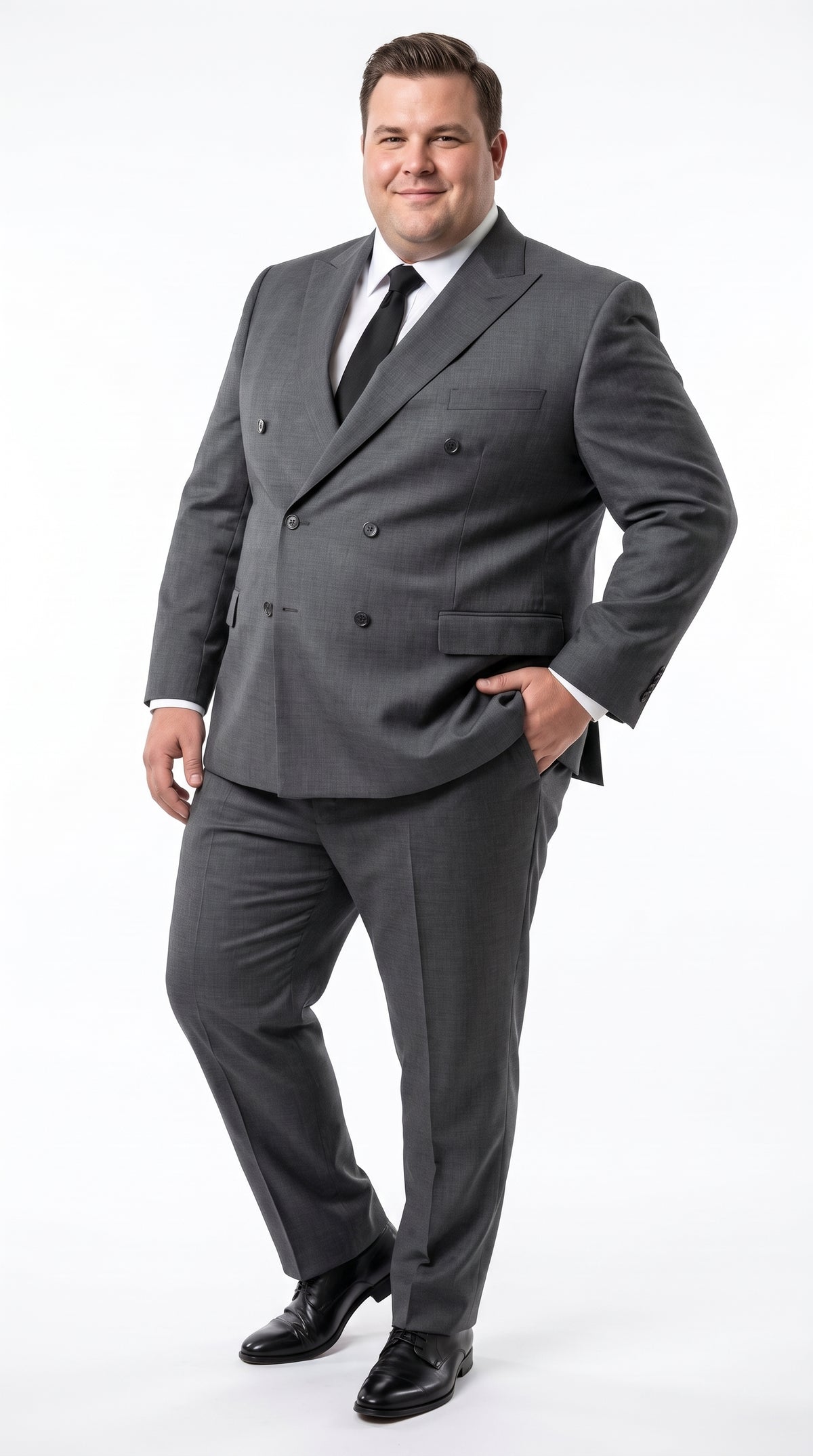 Men’s Grey Double Breasted Suit – 6 Button Classic Fit Formal Business Wedding Suit