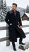 Men’s Black Six Button Fully Lined Overcoat, Long Winter Topcoat for Formal Business Wear