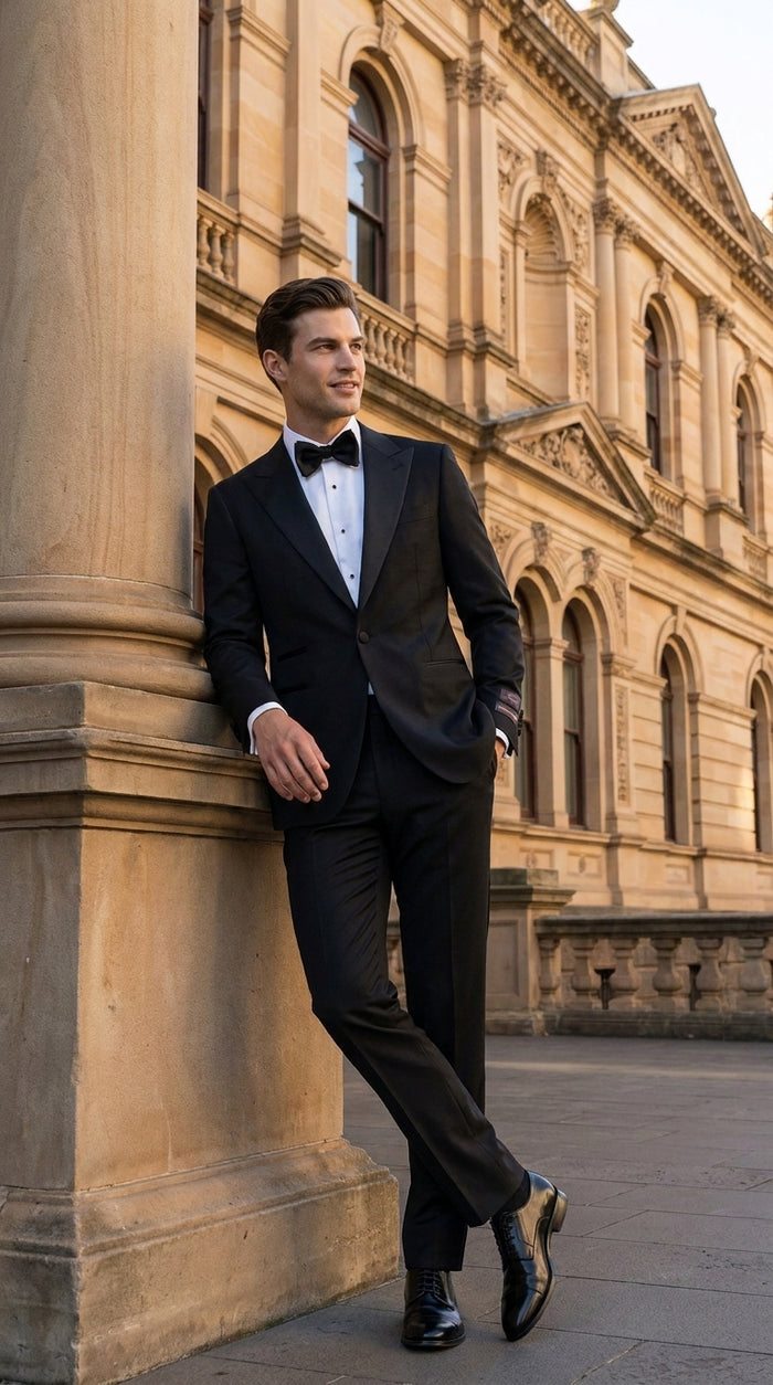 Tiglio Men’s Black Peak Lapel 2-Piece Suit – Classic Wedding, Business and Formal Suit