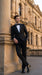 Tiglio Men’s Black Peak Lapel 2-Piece Suit – Classic Wedding, Business and Formal Suit