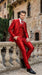 Men’s Red Shiny 3-Piece Suit – Satin Wedding, Prom, Party and Formal Suit with Vest