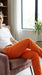 Men’s Orange Dress Pants with Flat Front, Smart Casual Formal Trousers