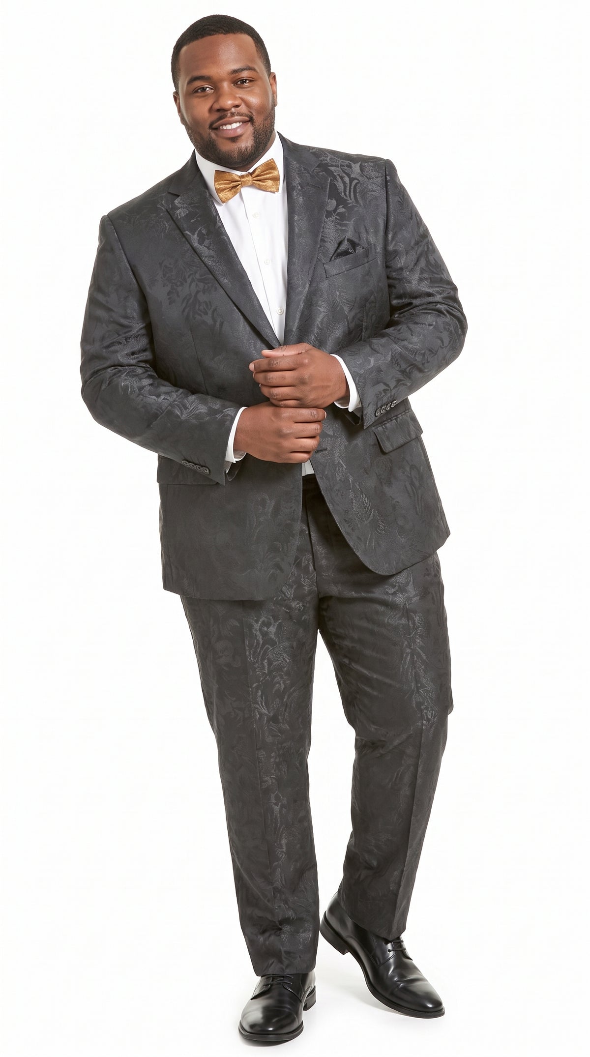 Men’s Black Paisley Floral Suit – 2-Piece Wedding & Prom Formal Suit