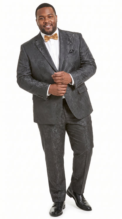 Men’s Black Paisley Floral Suit – 2-Piece Wedding & Prom Formal Suit