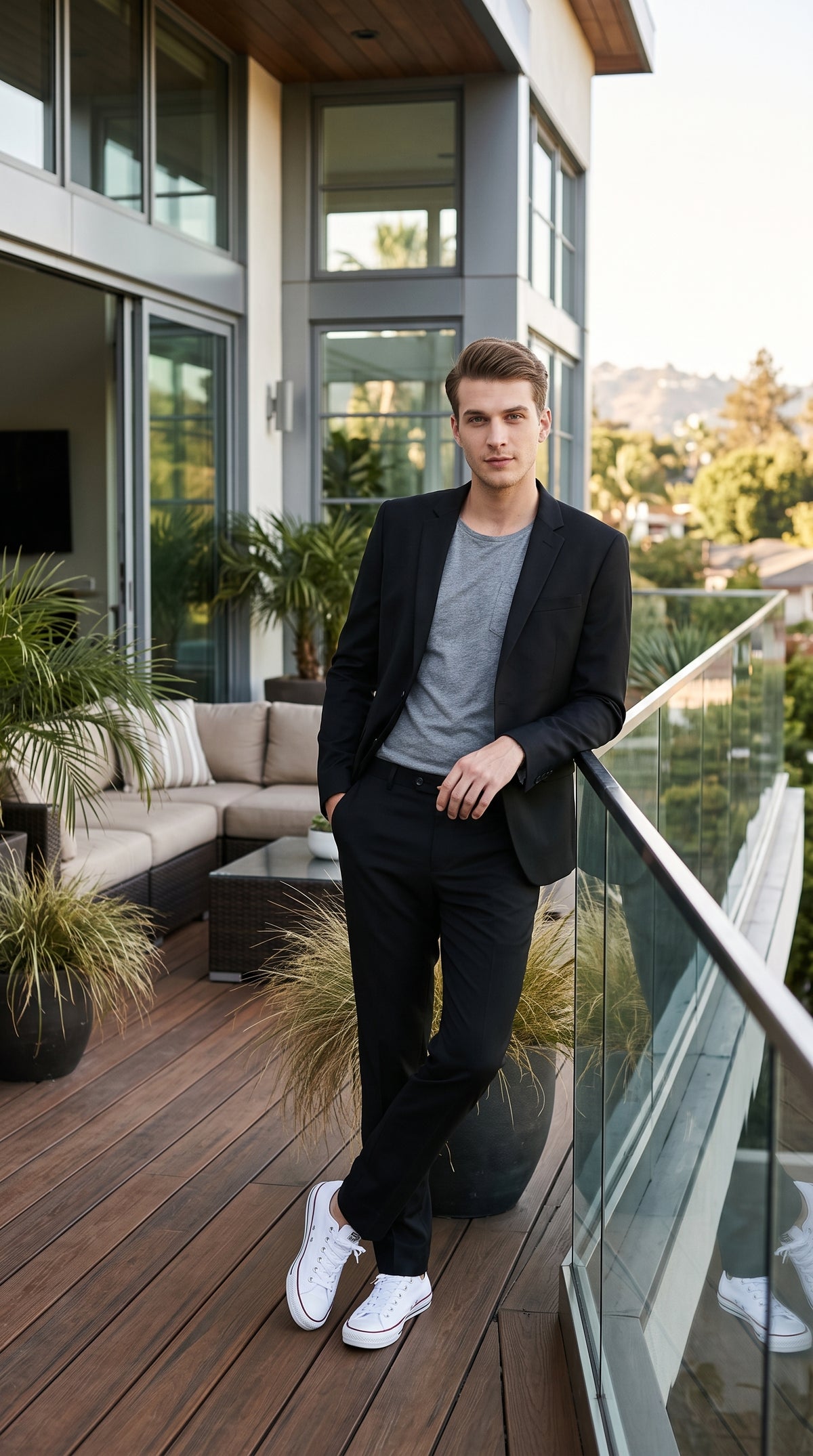 Men's Black Wool Suit – Classic 2 Button Modern Fitted Solid Color Business, Wedding & Formal Suit