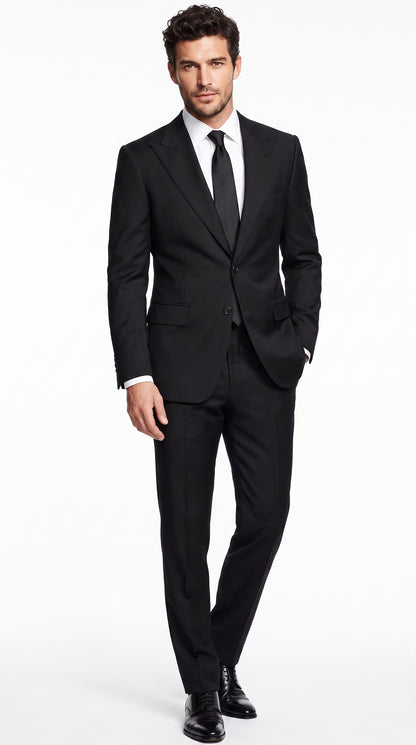 Men’s Black Peak Lapel Suit, Formal Wedding Business Dress Suit