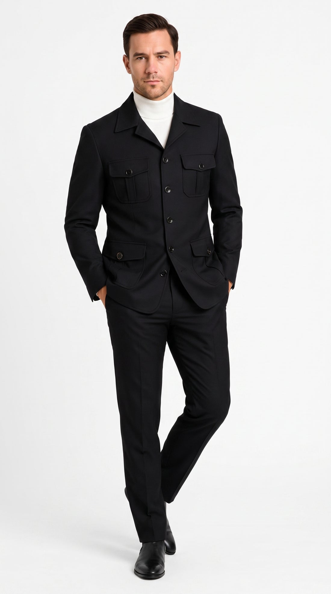 Men’s Black Safari Walking Suit, Utility Jacket and Trousers Casual Dress Set Tan / 2XL