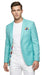 Men’s Aqua One Button Blazer, Formal Dress Sport Coat for Wedding Prom and Parties