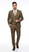 Men’s Taupe Tan Coffee Windowpane Plaid 3 Piece Suit, Two Button Vested Wedding Business Suit Set